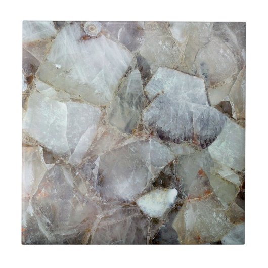 クラシックホワイトクォーツプリントバックスプラッシュ タイル (正面)