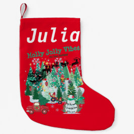 クラシックホワイトクリスマス ライト ジョリーホリー スモールクリスマスストッキング