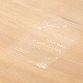 クラシックホワイトクレマフォーマルティス結婚ラインア🥂 アクリル招待状 (レイダウン)