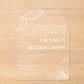 クラシックホワイトクレマフォーマルティス結婚ラインア🥂 アクリル招待状 (正面)