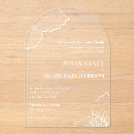 クラシックホワイトクレマフォーマルティス結婚ラインア🥂 アクリル招待状