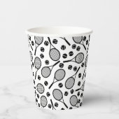 クラシックホワイトテニスパターンプレイヤー誕生日パーティー 紙コップ (正面)