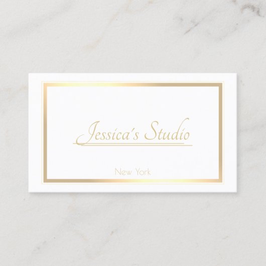 クラシックホワイトトレンディーゴールデンフレームすべてのビジネス –  名刺 (正面)