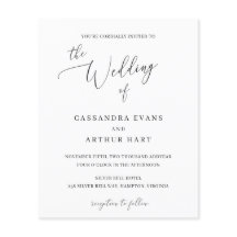 クラシックホワイトバジェットエレガント結婚式招待状