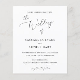 クラシックホワイトバジェットエレガント結婚式招待状 チラシ