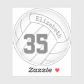 クラシックホワイトバレーボールwネームジャージー番号 シール (シート)