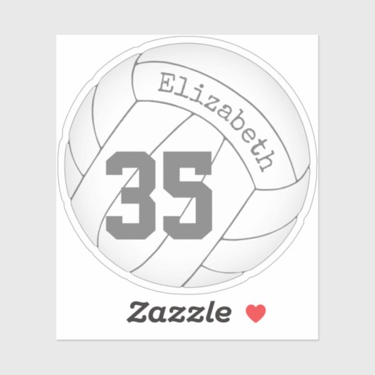 クラシックホワイトバレーボールwネームジャージー番号 シール (シート)