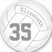 クラシックホワイトバレーボールwネームジャージー番号 シール (正面)