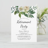 クラシックホワイトフラワーズリタイアメントパーティの招待状 招待状 (スタンド正面)