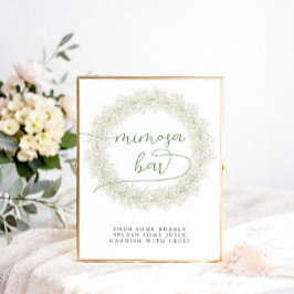 クラシックホワイトフラワーズ ブライダルシャワー ミモザバー ポスター