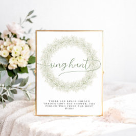 クラシックホワイトフラワーズ ブライダルシャワー リングハント ポスター
