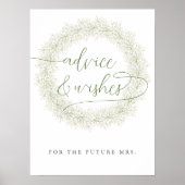 クラシックホワイトフラワーブライダルシャワーアドバイス&ウィッシュ ポスター (正面)