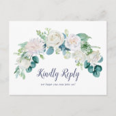 クラシックホワイトフラワーメニュー選択RSVPポストカード インビテーションポストカード (正面)