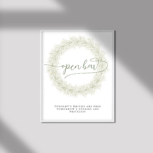 クラシックホワイトフラワー ブライダルシャワー オープンバー ポスター