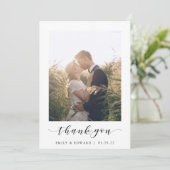 クラシックホワイトフレーム写真付き結婚式御礼カード サンキューカード (スタンド正面)
