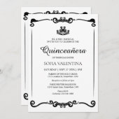 クラシックホワイトブラックティアラキンセアニェラ 招待状 (正面/裏面)