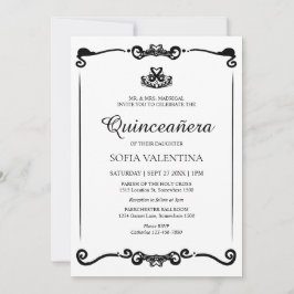 クラシックホワイトブラックティアラキンセアニェラ 招待状