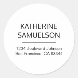 クラシックホワイトブラックネーム&差出人住所 ラウンドシール
