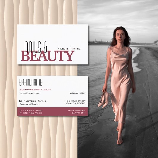 クラシックホワイトブルグンディシンプルプロフェッショナル 名刺