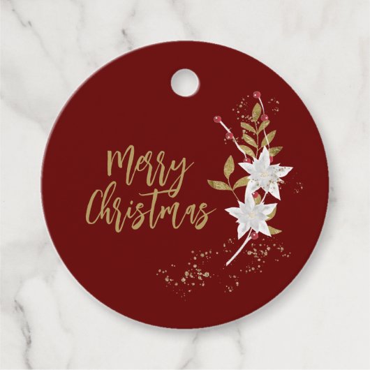 クラシックホワイトポインセチアと果実の輝き フェイバータグ (正面)