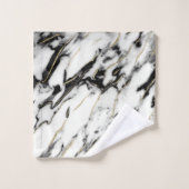 クラシックホワイトマーブルゴールドフォイルグラム#1 バスタオルセット (ウォッシュタオル)