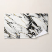 クラシックホワイトマーブルゴールドフォイルグラム#1 バスタオルセット (ハンドタオル)