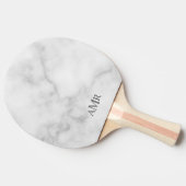クラシックホワイトマーブルモノグラパーソナライズされたム 卓球ラケット (横)