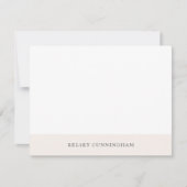 クラシックホワイトリネン色ブロック名フラット ノートカード (正面)