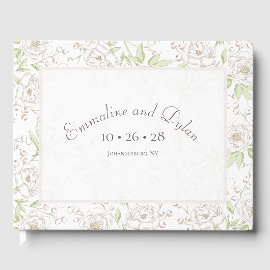 クラシックホワイトローズの結婚式 ゲストブック (正面)