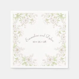 クラシックホワイトローズの結婚式 スタンダードカクテルナプキン