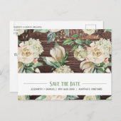 クラシックホワイトローズアジサイ木水カラーRSVP 案内ポストカード (正面/裏面)