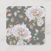 クラシックホワイトローズ |グレー結婚のWebサイトRSVP スクエア名刺 (裏面)