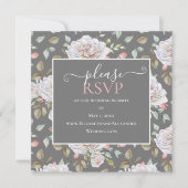 クラシックホワイトローズ | グレー ウェディングウェブサイト RSVP (正面)