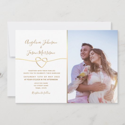 クラシックホワイト結婚式招待状(写真あり) 招待状 (正面)