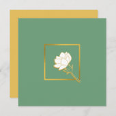 クラシックホワイト金ゴールドフラワーグエレガントリーンバックグラウンド サンキューカード (正面/裏面)