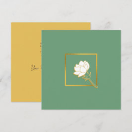 クラシックホワイト金ゴールドフラワーグエレガントリーンバックグラウンド サンキューカード