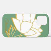 クラシックホワイト金ゴールドフラワーグエレガントリーンバックグラウンド Case-Mate iPhoneケース (裏面 (横))