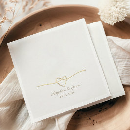 クラシックホワイト+ゴールドの結婚式用ナプキン スタンダードカクテルナプキン