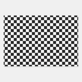 クラシックホワイト＋ブラックスクエア柄スタイル ラッピングペーパーシート