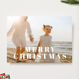 クラシックホワイト メリークリスマス タイポグラフィー 写真 シーズンカード
