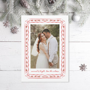 クラシックホーリー(クリスマスの常緑樹)ペイントフレーム 結婚式 写真 シーズンカード