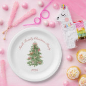 クラシックボウツリーの家族クリスマスパーティー ペーパープレート (パーティー)