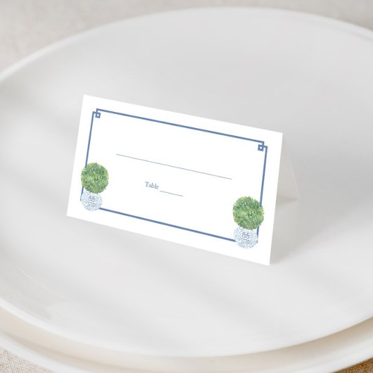 クラシックボクウッドトピアリーブルーのギリシャ鍵混合イベント プレイスカード