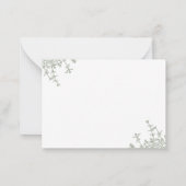 クラシックボタニカルセージ緑フローラクレストモノグラム ノートカード (裏面)