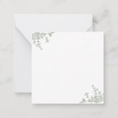 クラシックボタニカルセージ緑フローラクレストモノグラム ノートカード (裏面)