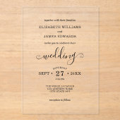 クラシックボヘミアン結婚タイポグラフィ アクリル招待状 (正面)