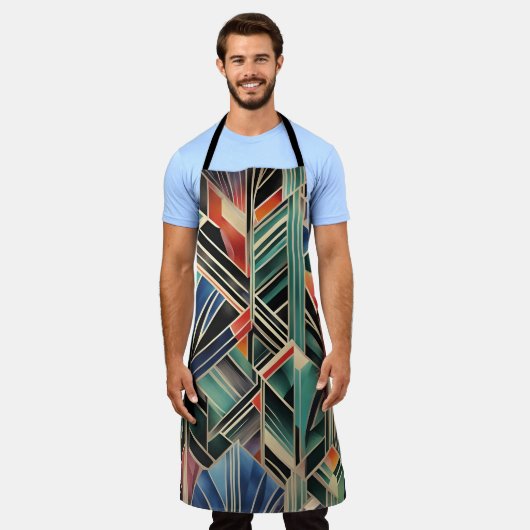 クラシックボホジャジージオメトリックエレガントデザイン エプロン (着用した状態)