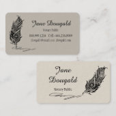 クラシックボホトバルフォークアートフェザーペン公証人 名刺 (正面/裏面)