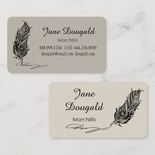 クラシックボホトバルフォークアートフェザーペン公証人 名刺 (正面/裏面)