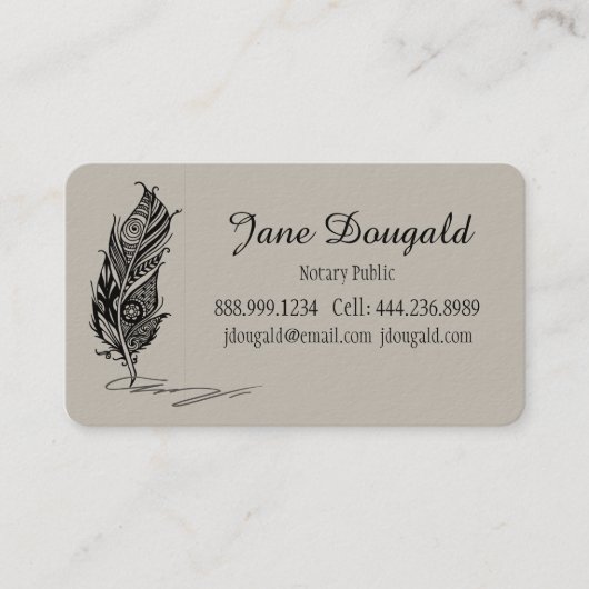 クラシックボホトバルフォークアートフェザーペン公証人 名刺 (正面)